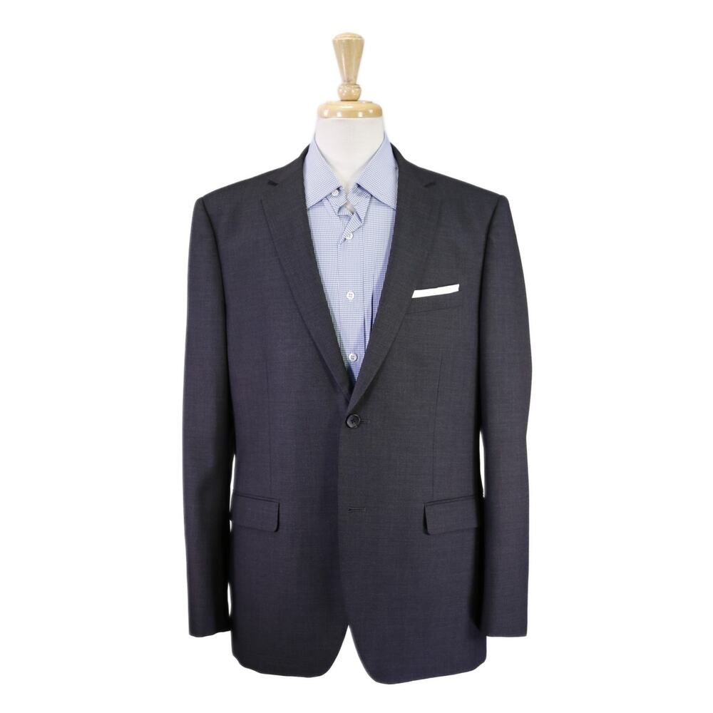 Theory Mens Xylo Solid Gray 2-Btn Wool Blazer Jacket 44R